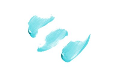 Smear ve ruj veya akrilik boya beyaz arka plan üzerinde izole doku. Lipgloss veya sıvı oje leke örneği inme. Güzellik kozmetik tasarım için eleman. Açık mavi renk