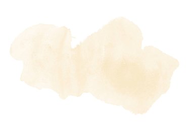 Beyaz üzerine izole edilmiş, sıvı bir kova boyası ile soyut suluboya arka plan görüntüsü. Açık turuncu tonları