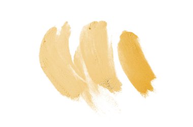Smear ve ruj veya akrilik boya beyaz arka plan üzerinde izole doku. Lipgloss veya sıvı oje leke örneği inme. Güzellik kozmetik tasarım için eleman. Bej renk