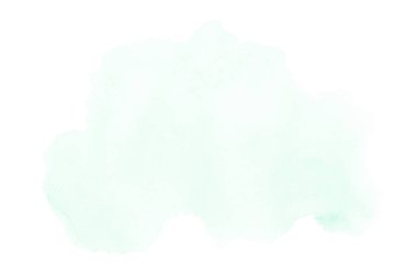 Beyaz üzerine izole edilmiş, sıvı bir kova boyası ile soyut suluboya arka plan görüntüsü. Turkuaz tonları