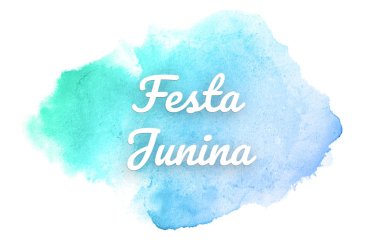 Kova boyası sıvı bir sıçrama ile soyut suluboya arka plan görüntüsü. Mavi ve turkuaz pastel tonları. Festa Junina