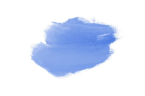 Spalmare e consistenza di rossetto o vernice acrilica isolata su sfondo bianco. Colore blu — Foto Stock