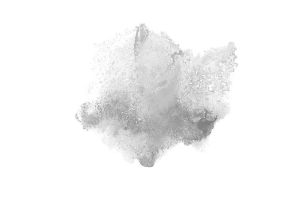 Abstract watercolor background image with a liquid splatter of aquarelle paint, isolated on white. Black and white tones — Stock Photo, Image