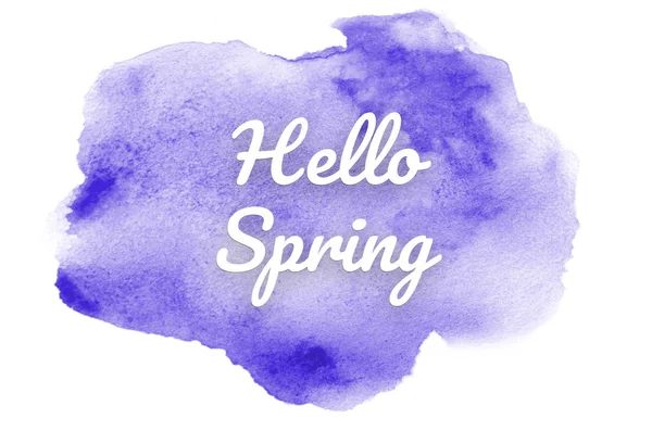 Imagem de fundo aquarela abstrata com um respingo líquido de tinta aquarelle. Tons violetas. Olá primavera — Fotografia de Stock