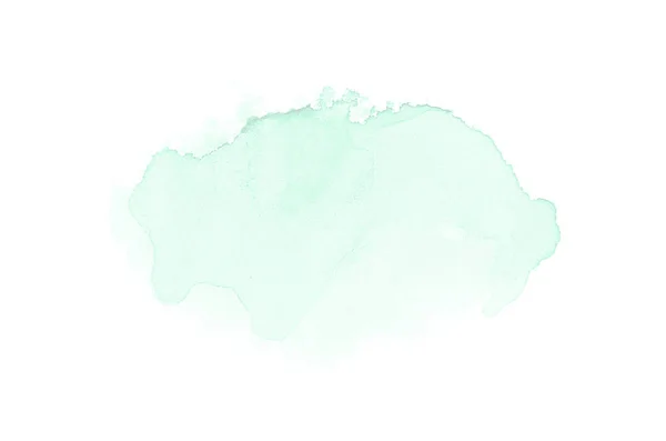 Abstrakt akvarell bakgrundsbild med en flytande splatter av akvarellfärg, isolerad på vitt. Turkos toner — Stockfoto