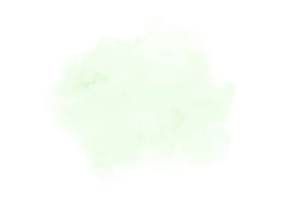 Imagem de fundo aquarela abstrata com um respingo líquido de tinta aquarelle, isolado em branco. Tons verdes — Fotografia de Stock