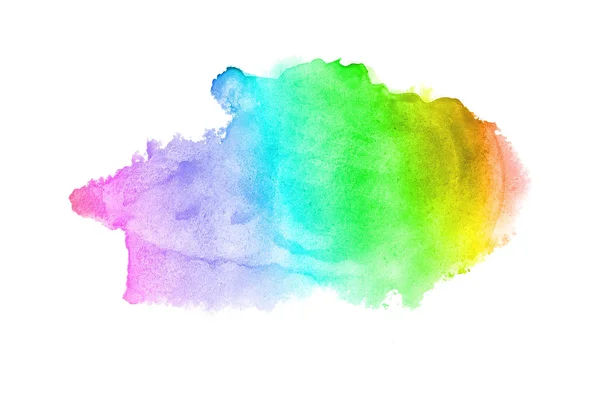 Abstract watercolor background image with a liquid splatter of aquarelle paint, isolated on white. Rainbow tones — Stock Photo, Image