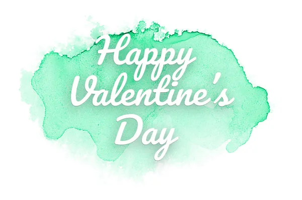 Image abstraite de fond aquarelle avec une éclaboussure liquide de peinture aquarelle. Des tons turquoise. Joyeuse Saint Valentin — Photo