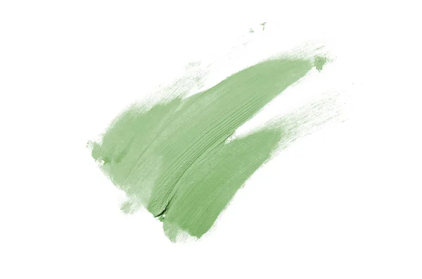 Smear en textuur van lippenstift of acrylverf geïsoleerd op witte achtergrond. Donker groene kleur — Stockfoto