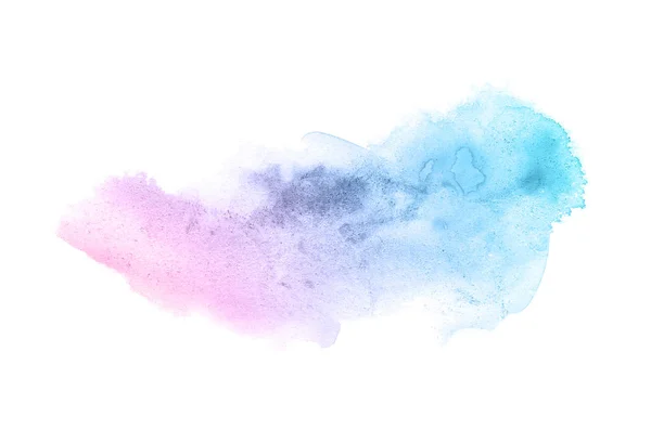 白に隔離されたアクアレル塗料の液体スプラッタを持つ抽象的な水彩の背景画像。ピンクとブルーのパステルトーン — ストック写真