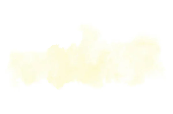 Abstrakt akvarell bakgrundsbild med en flytande splatter av akvarellfärg, isolerad på vitt. Gula toner — Stockfoto