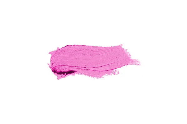 白い背景に分離された口紅やアクリル塗料のスミアとテクスチャ リップグロスまたは液体マニキュアスウォッチ汚れサンプルのストローク 美容化粧品デザインのための要素 ピンク色 — ストック写真