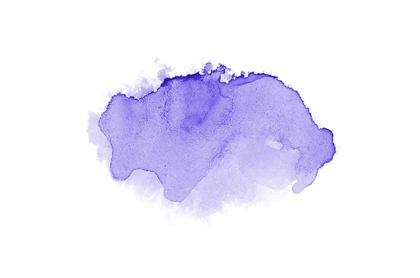 Imagem de fundo aquarela abstrata com um respingo líquido de tinta aquarelle, isolado em branco. Tons violeta — Fotografia de Stock