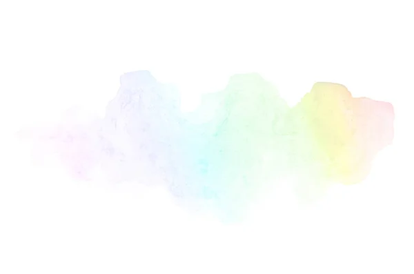 白に隔離されたアクアレル塗料の液体スプラッタを持つ抽象的な水彩の背景画像。レインボートーン — ストック写真