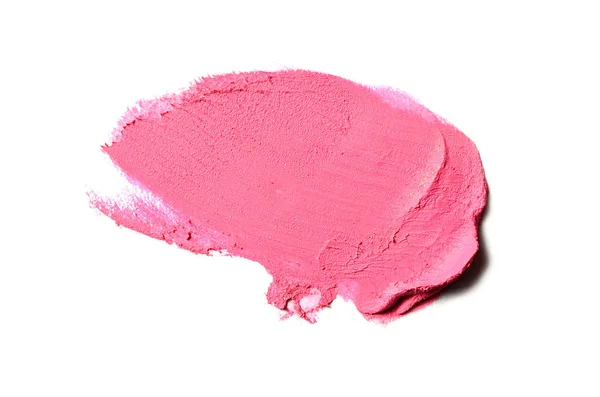 Spalmare e consistenza di rossetto o vernice acrilica isolata su sfondo bianco. Colore magenta — Foto Stock