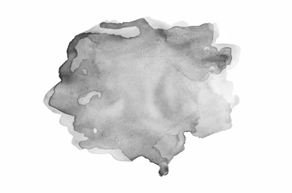 Abstrakt akvarell bakgrundsbild med en flytande splatter av akvarellfärg, isolerad på vitt. Svarta och vita toner — Stockfoto