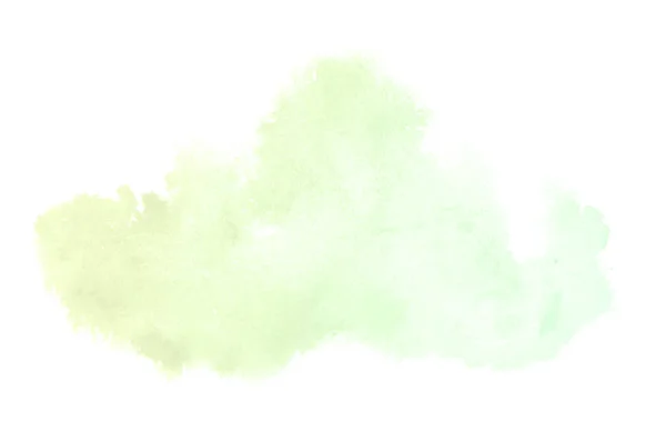 흰색에 고립 된 아쿠아렐 페인트의 액체 튀김추상 수채화 배경 이미지. 녹색과 노란색 파스텔 톤 — 스톡 사진