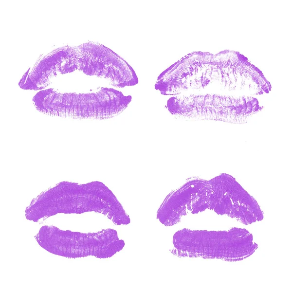 Vrouwelijke lippen lipstick kiss print set voor Valentijn dag geïsoleerd o — Stockfoto