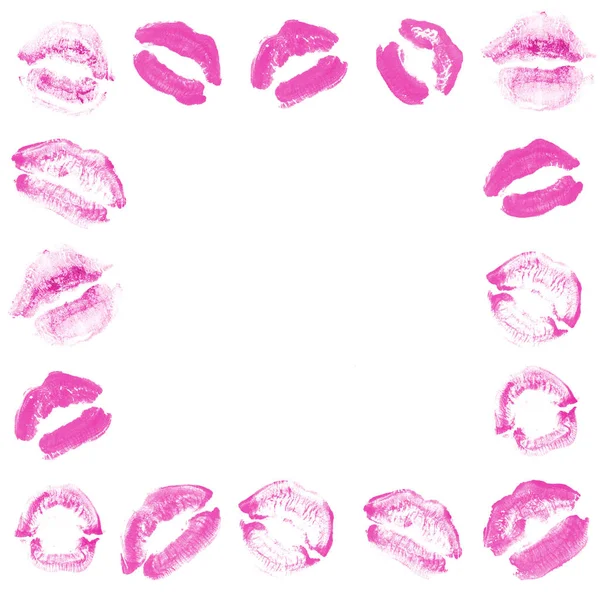 Female lips lipstick kiss print set for valentine day isolated o — Stock Photo, Image