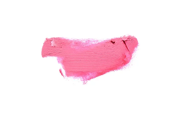 Smear and texture of lipstick or acrylic paint isolated on white background. Magenta color