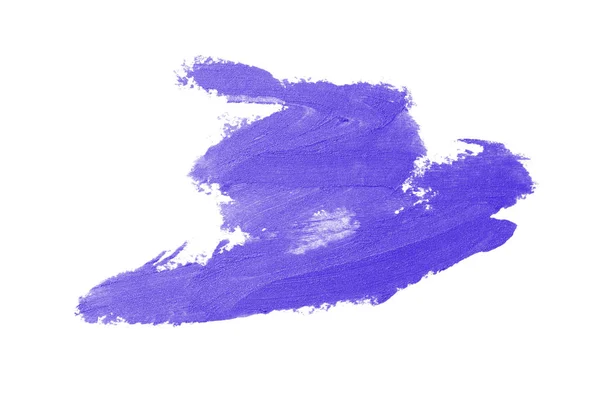 Mancha y textura de lápiz labial o pintura acrílica aislada sobre fondo blanco. Color violeta — Foto de Stock