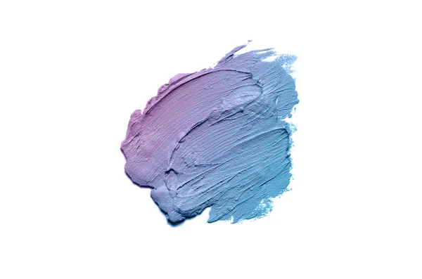 Rozmaz i tekstury szminki lub farby akrylowej na białym tle. Fioletowy kolor niebieski — Zdjęcie stockowe