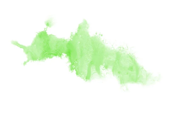 Imagem de fundo aquarela abstrata com um respingo líquido de tinta aquarelle, isolado em branco. Tons verdes — Fotografia de Stock