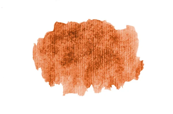 Imagen de fondo de acuarela abstracta con una salpicadura líquida de pintura acuarela, aislada en blanco. Tonos naranja —  Fotos de Stock