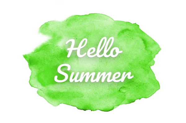 Abstract watercolor background image with a liquid splatter of aquarelle paint. Green tones. Hello summer — Stockfoto
