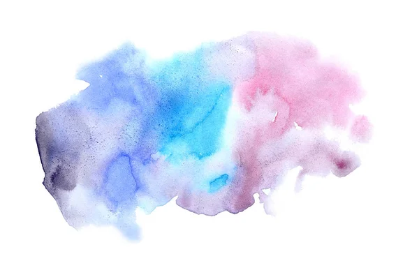 Imagem de fundo aquarela abstrata com um respingo líquido de tinta aquarelle, isolado em branco. Tons frios — Fotografia de Stock