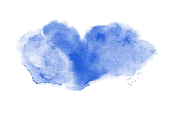 Beyaz üzerine izole edilmiş, sıvı bir kova boyası ile soyut suluboya arka plan görüntüsü. Mavi tonları — Stok fotoğraf