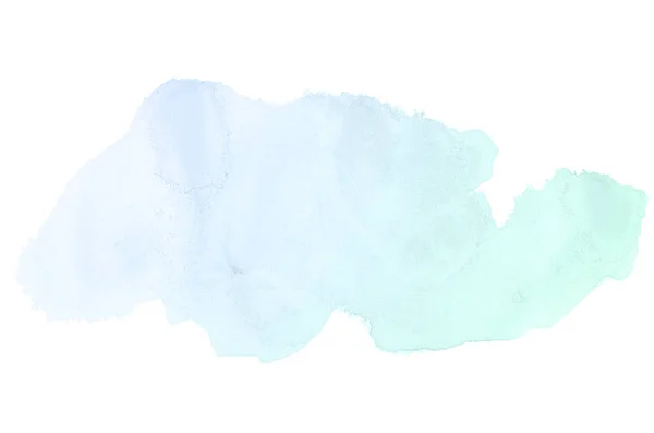 Abstrakt akvarell bakgrundsbild med en flytande splatter av akvarellfärg, isolerad på vitt. Blå och turkos pastellfärger — Stockfoto