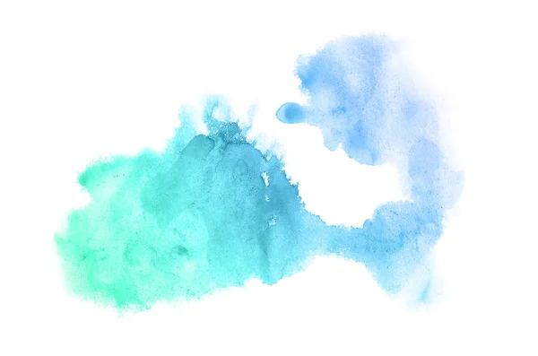 Image abstraite de fond aquarelle avec éclaboussure liquide de peinture aquarelle, isolée sur des tons pastel bleus et turquoise — Photo