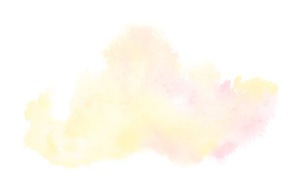 Abstract aquarel achtergrondafbeelding met een vloeibare Splatter van Aquarelle verf, geïsoleerd op wit. Roze en gele tinten — Stockfoto