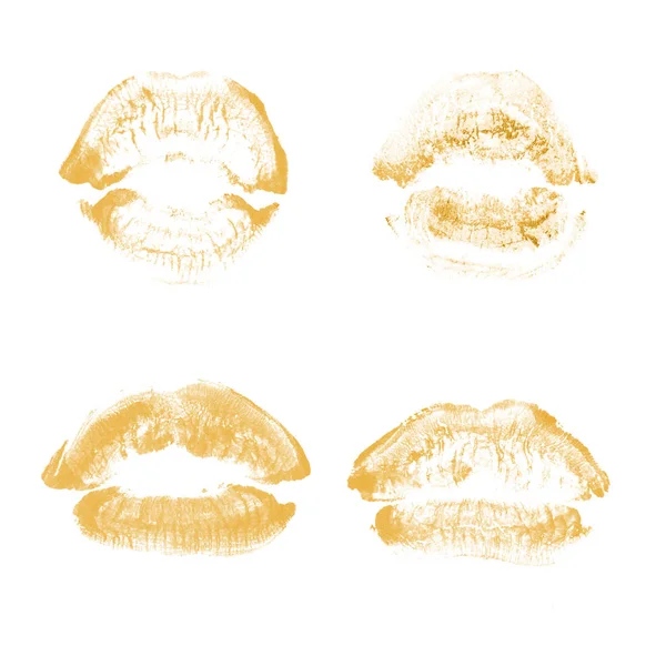Kvinnliga läppar läppstift Kiss Print set för alla hjärtans dag isolerad o — Stockfoto