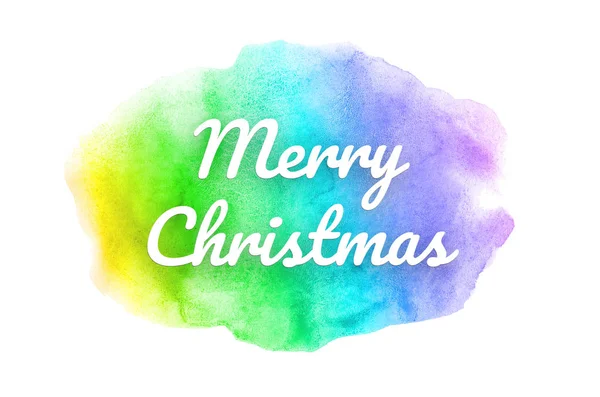 Abstract watercolor background image with a liquid splatter of aquarelle paint. Rainbow tones. Merry Christmas — Stock Photo, Image