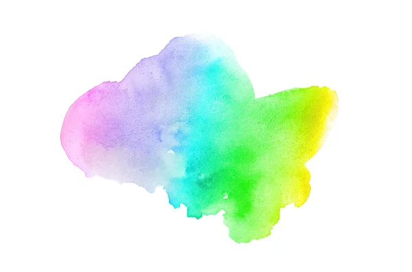 Abstract aquarel achtergrondafbeelding met een vloeibare Splatter van Aquarelle verf, geïsoleerd op wit. Regenboog tinten — Stockfoto