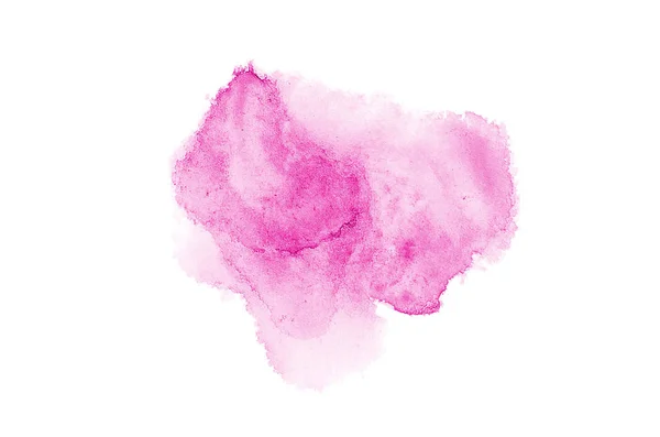 Abstrakt akvarell bakgrundsbild med en flytande splatter av akvarellfärg, isolerad på vitt. Rosa toner — Stockfoto