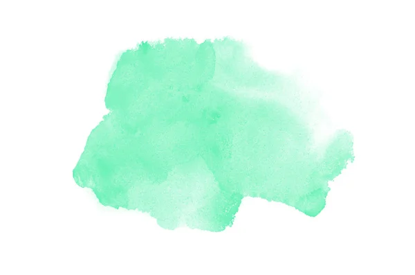 Abstraktes Aquarell-Hintergrundbild mit einem flüssigen Spritzer Aquarellfarbe, isoliert auf Weiß. Türkistöne — Stockfoto