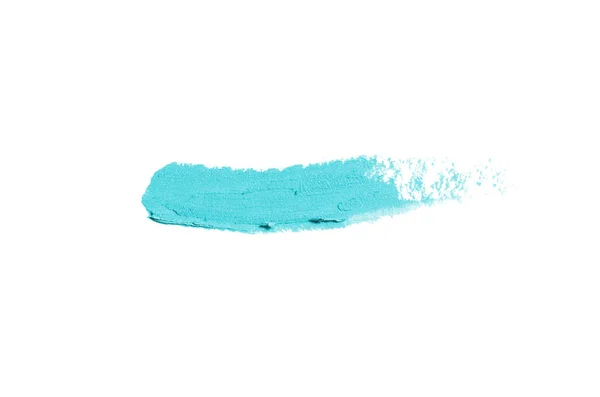 Smear and texture of lipstick or acrylic paint isolated on white background. Stroke of lipgloss or liquid nail polish swatch smudge sample. Element for beauty cosmetic design. Light blue color