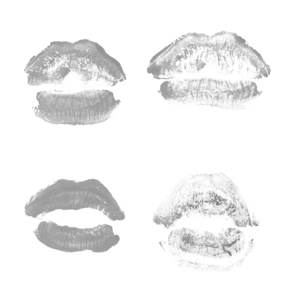 Female lips lipstick kiss print set for valentine day isolated o — Stock Photo, Image