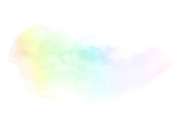 Image abstraite de fond aquarelle avec une éclaboussure liquide de peinture aquarelle, isolée sur blanc. Les tons arc-en-ciel — Photo