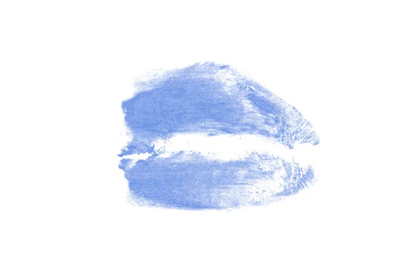 Lipstick kiss mark on white background. Beautiful lips isolated. Blue color — Stock Photo, Image