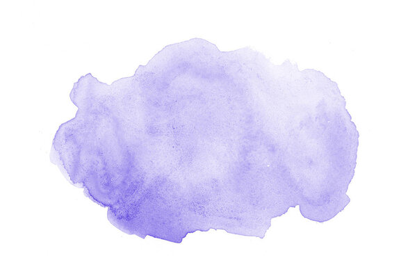 Abstract watercolor background image with a liquid splatter of aquarelle paint, isolated on white. Violet tones