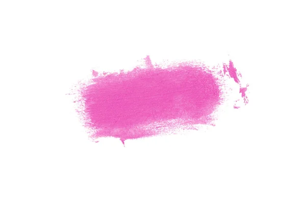 Mancha y textura de lápiz labial o pintura acrílica aislada sobre fondo blanco. Color rosa —  Fotos de Stock