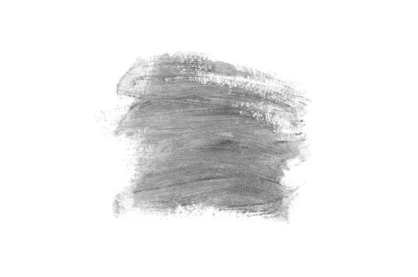 Smear ve ruj veya akrilik boya beyaz arka plan üzerinde izole doku. Gri renk — Stok fotoğraf