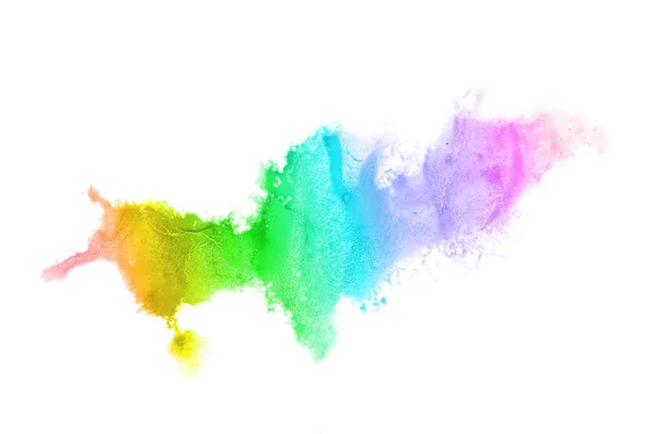 Abstract watercolor background image with a liquid splatter of aquarelle paint, isolated on white. Rainbow tones — Stock Photo, Image