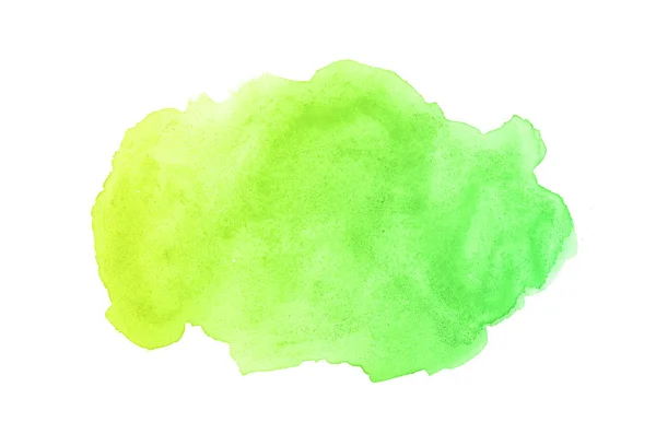 Αφηρημένη εικόνα φόντου υδατογραφίσματος με υγρή διασπορά χρώματος Aquarelle, απομονωμένη σε λευκό. Πράσινες και κίτρινες παστέλ αποχρώσεις — Φωτογραφία Αρχείου