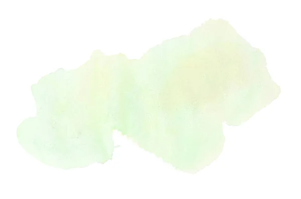 Abstract watercolor background image with a liquid splatter of aquarelle paint, isolated on white.Green and yellow pastel tones — Stock Photo, Image