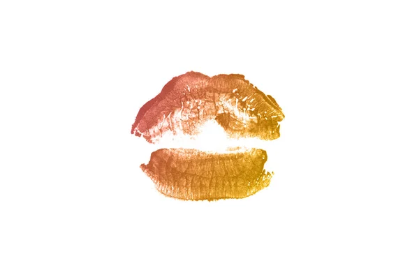 Color Lápiz Labial Beso Marca Sobre Fondo Blanco Hermosos Labios —  Fotos de Stock